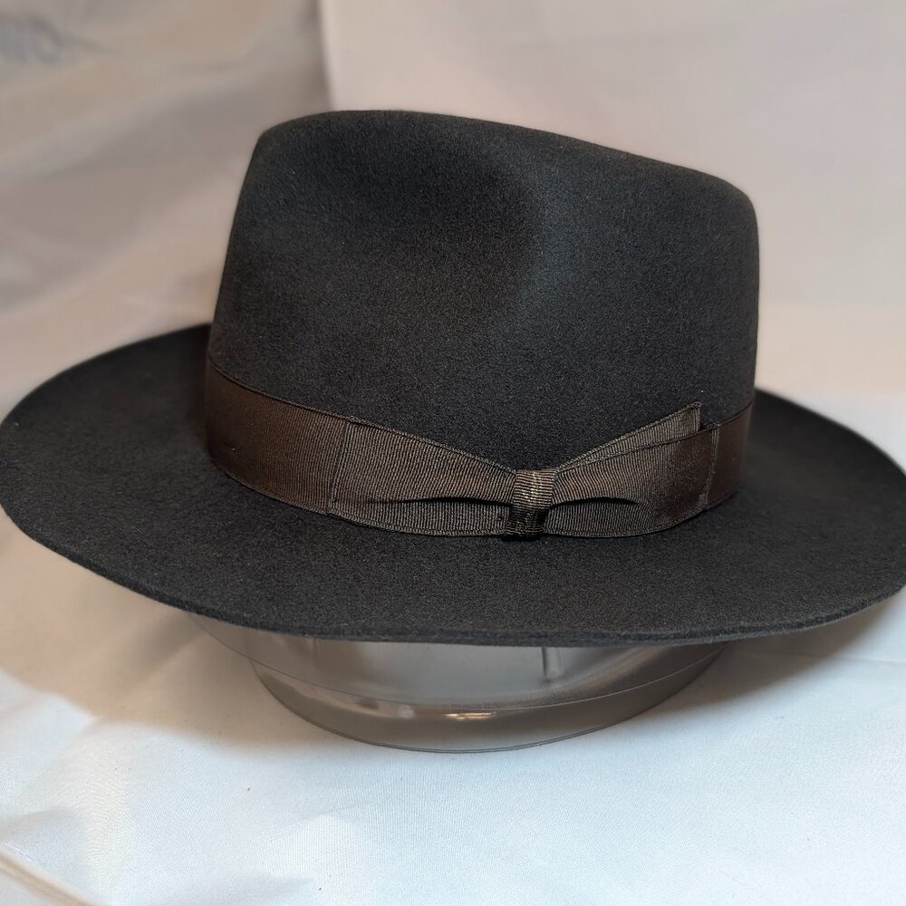 Gray Borsalino Alessandria Fur Felt Men's Hat 7 1/4 Italian Made in 1995 fits 57